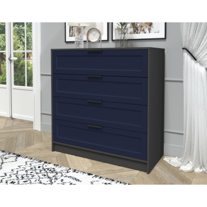 Kомод Тренд КТ-К100 (Антрацит ЛДСП/ Индиго ЛМДФ) Ш1000 В1020 Г451 Kомод Тренд КТ-К100 (Антрацит ЛДСП/ Индиго ЛМДФ) Ш1000 В1020 Г451